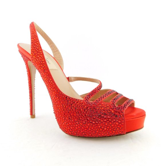 Unworn VALENTINO Ruby Red Crystal Platform Pumps 36 - Picture 3 of 9